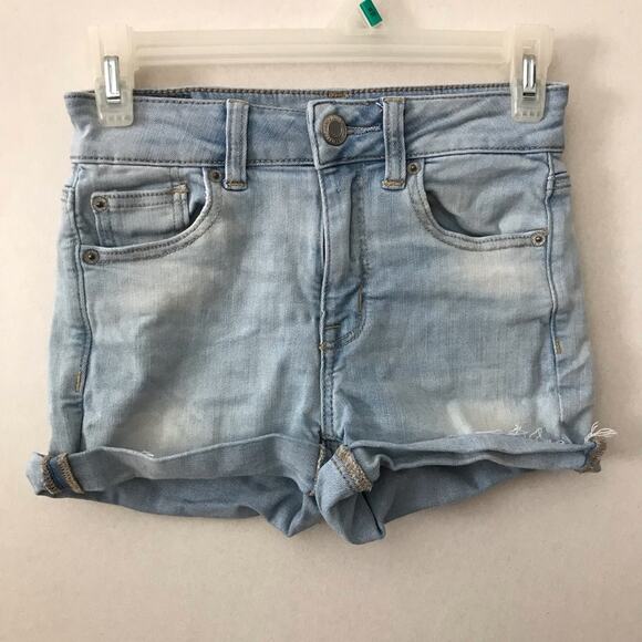 American Eagle Hi-Rise Shortie Shorts Light Wash - Picture 1 of 7